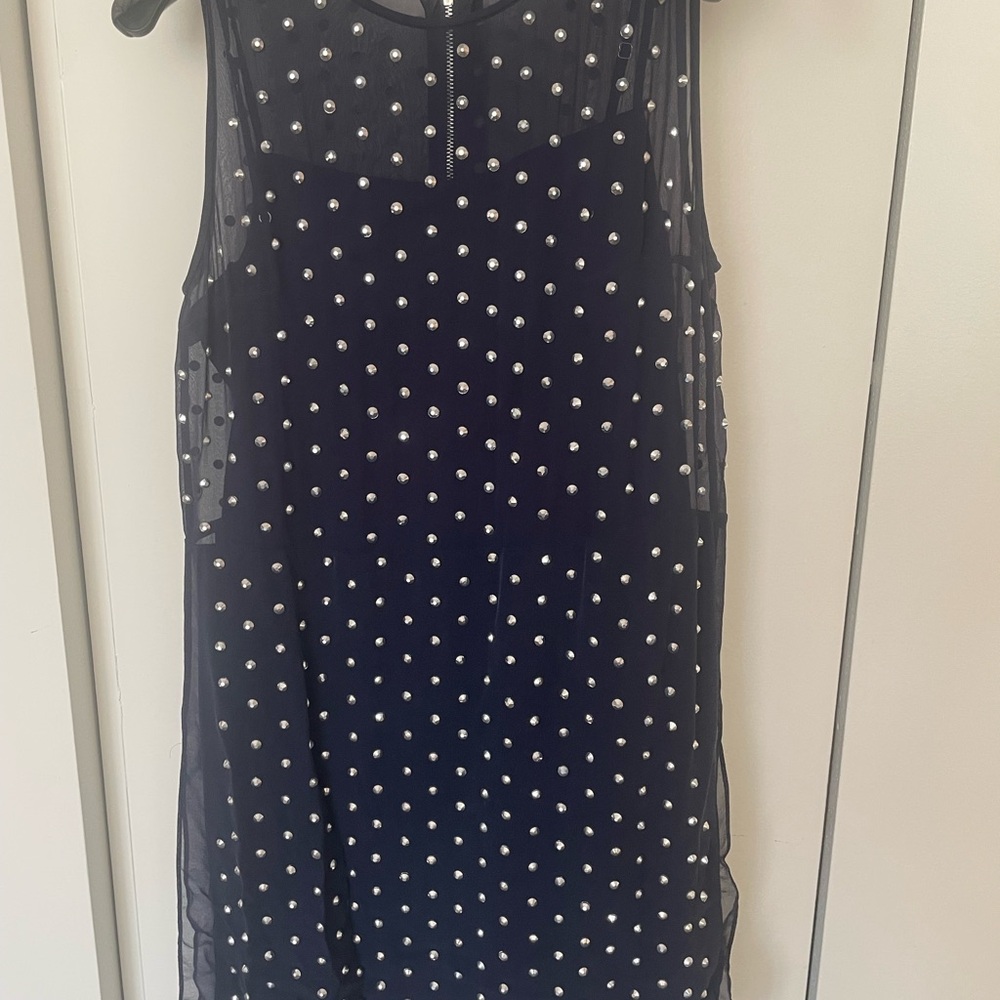 Diane Von Furstenberg Navy Dress with silver studs  Details
